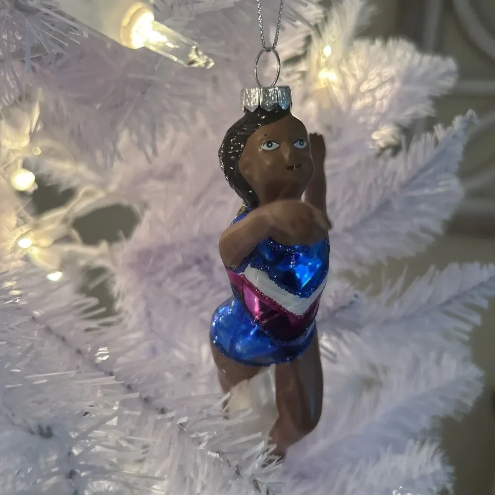 Ashland Glass African American Gymnast Christmas Tree Ornament 5.25